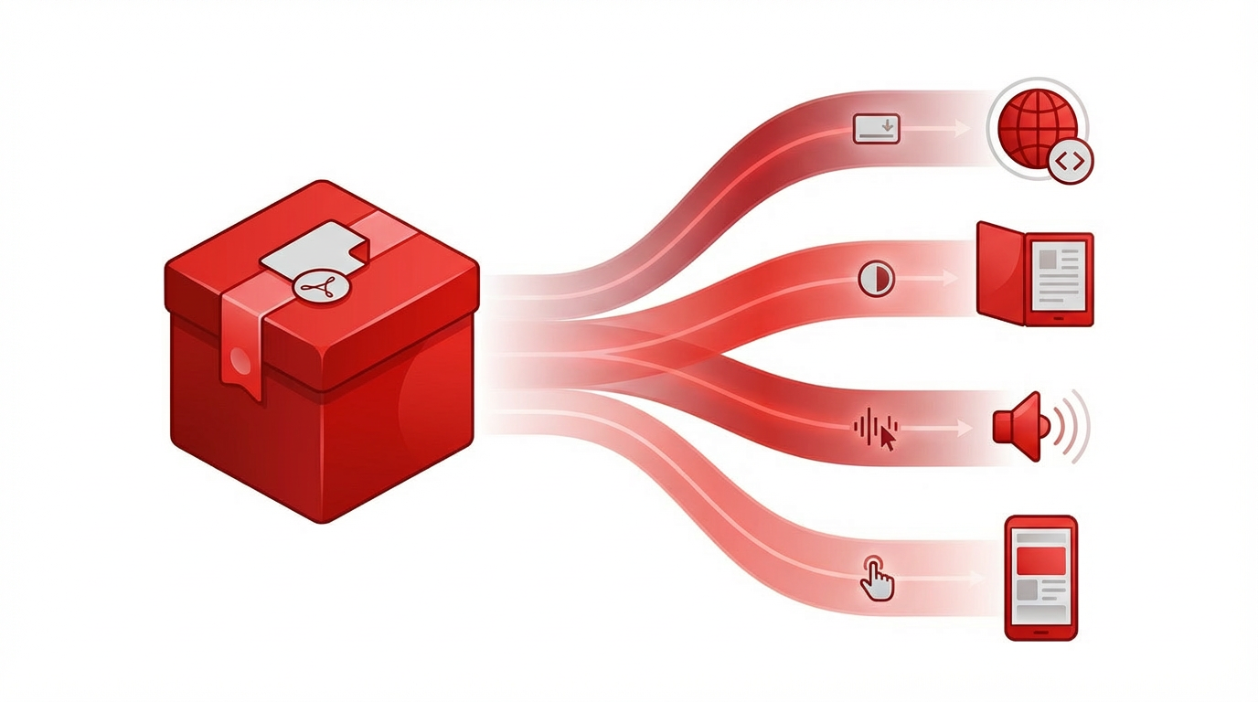 inforgrafika - pdf to mozliwość odczytu, kontakt międzynarodowy, używanie na telefonie i na tablecie lub czytniku 